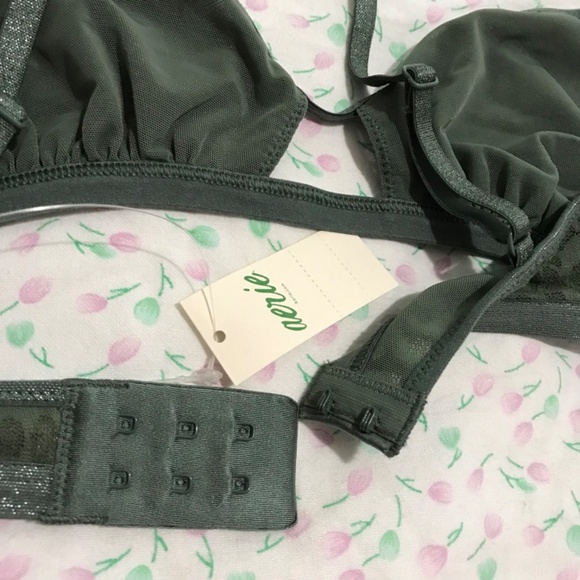 NWT Aerie Sparkly Bralette M Island Breeze Royal Palm Green - Picture 7 of 12